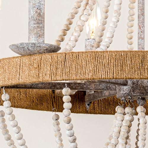 White Beaded Chandelier Bohemian Style