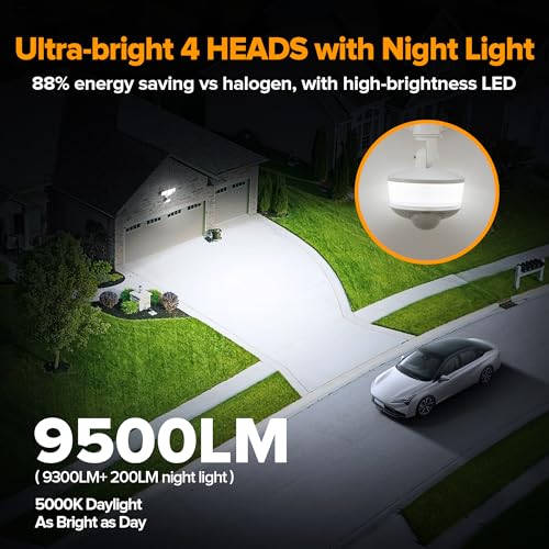 84W 9500LM LED Flood Lights Motion Sensor Outdoor Lights (4 Count)