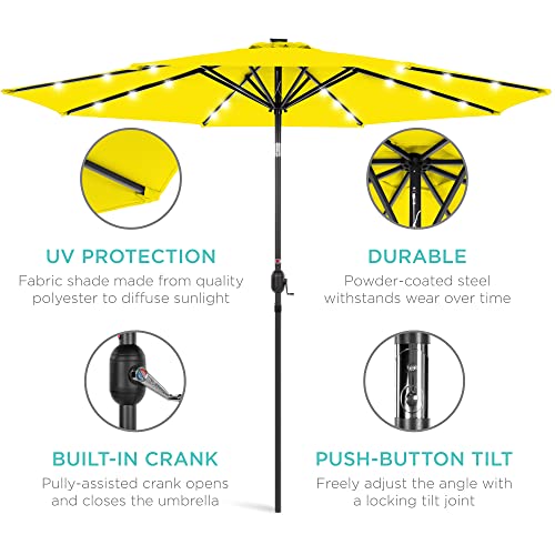 10ft Solar Polyester LED Lighted Patio Umbrella w (10 Feet)