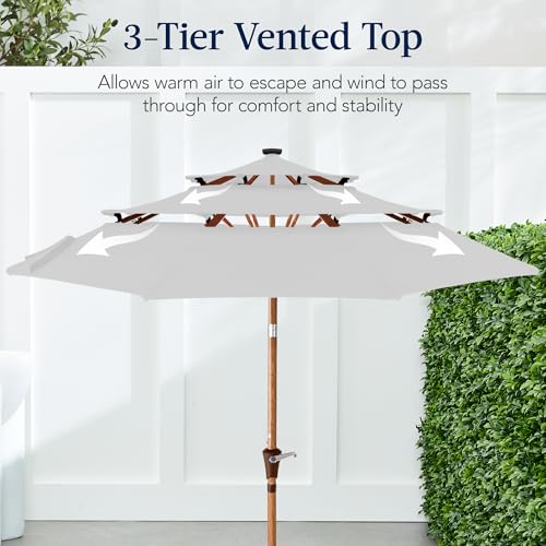10ft 3 Tier Solar Patio Market Umbrella