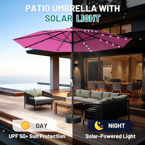 12FT Large Patio Umbrella with Solar Lights