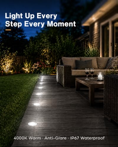 22 Packs Low Voltage Deck Lights Kit with Transformer Dimmable Timer and Photocell Sensor Outdoor Recessed LED Deck Lighting IP67 Waterproof 4000K for Garden Yard Stair Patio Floor Decoration (22 Count)