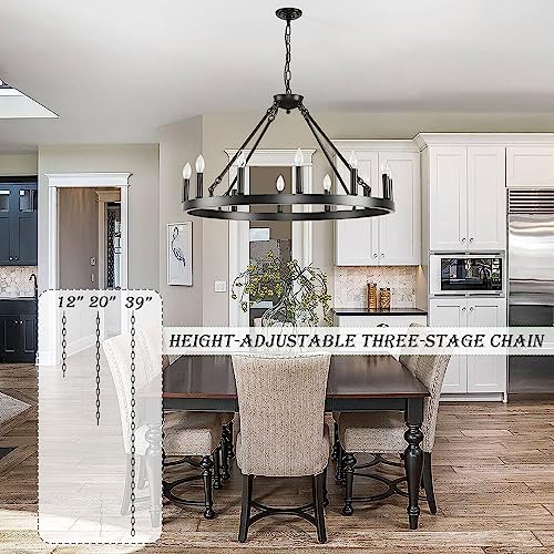 Black Wagon Wheel Chandelier 32 inch