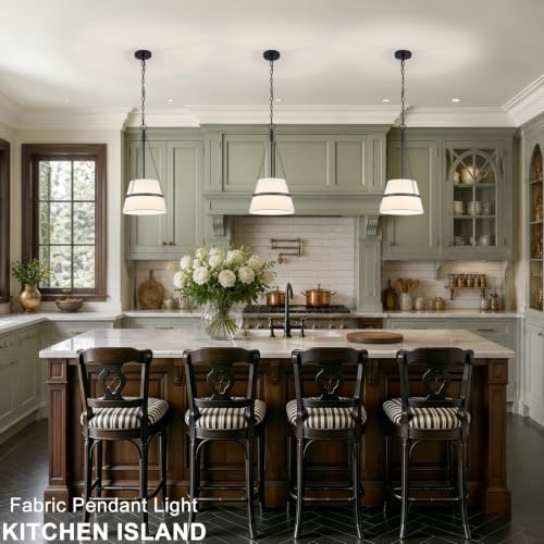 11.4" Black Drum Pendant Light for Kitchen Island