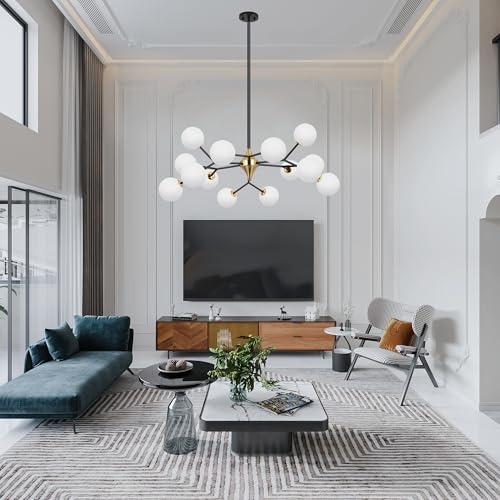 39" Black and Gold Sputnik Chandelier 15 (15 Count)