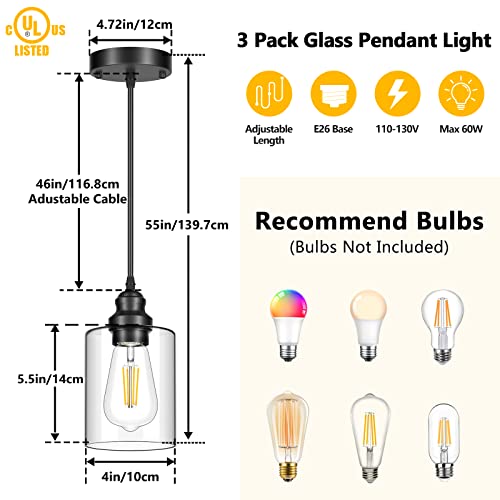 3 Pack Hanging Pendant Lighting Fixtures (3 Count)