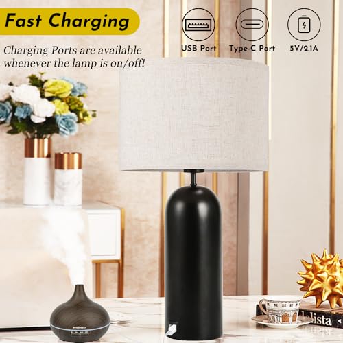 Table Lamps Set of 2 Touch Control Black&Cream Table Lamps 3 (2 Count)