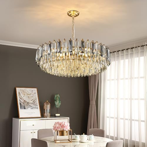 31.5" Modern Crystal Chandelier Gold 3