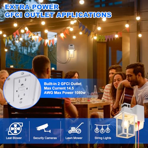 White Porch Light with GFCI Outlet & Motion Sensor