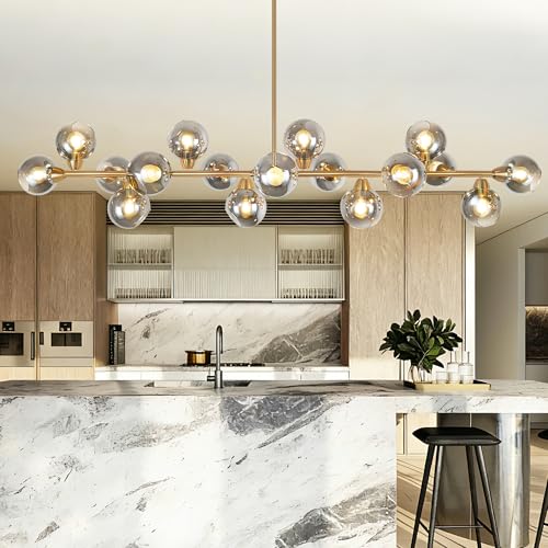 75'' Gold Linear Chandeliers for Dining Room Modern Extra Large Chandelier