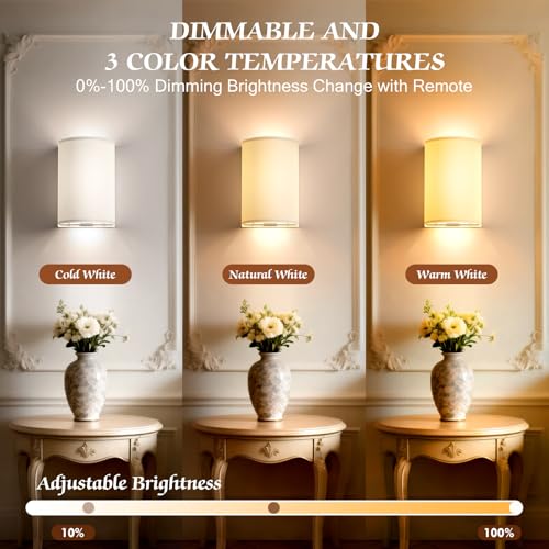 Wall Sconces Battery Operated Wireless Wall Sconces Set of Two (2 Count)