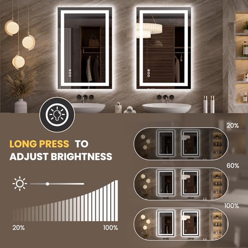 23.6"x35.4" LED Bathroom Mirror with Lights