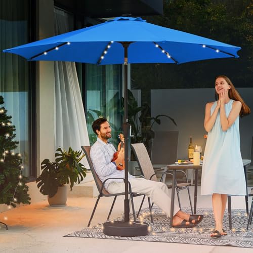 9FT Outdoor Patio Umbrella with Solar Lights