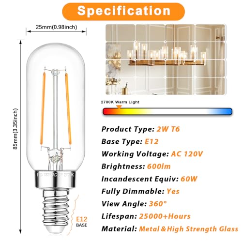 E12 Edison LED Light Bulbs 15 Watt Equivalent Candelabra (6 Count)