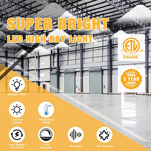 UFO LED High Bay Light 100W 15000LM 5000K High Bay LED Shop Lights