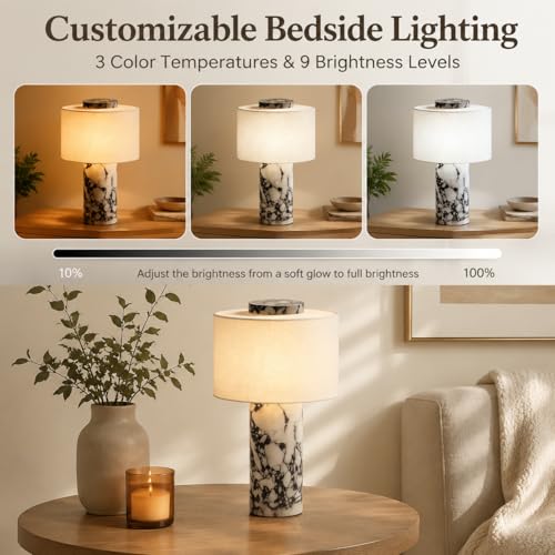Marble Lamp Lamps Rechargeable Modern Decorative Touch Dimmable Cordless Design Bedside Lamp for Home Decor