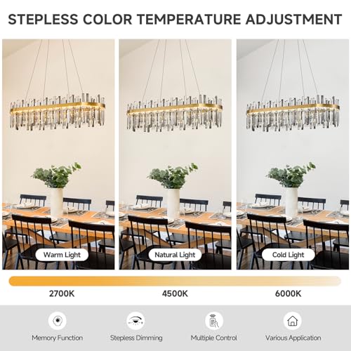 Modern Gold Smoke Grey Crystal Chandelier
