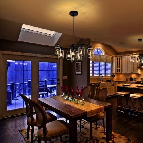 9 Light Black Modern Chandeliers for Dining Room
