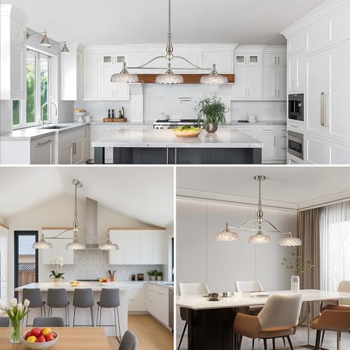 Chandeliers Light Pendant Light Fixture Modern Pendant Lighting Fixtures 3 Lights Chandelier Brushed Nickel Hanging Light Kitchen Glass Pendant Lights for Island Dining Room Living Room