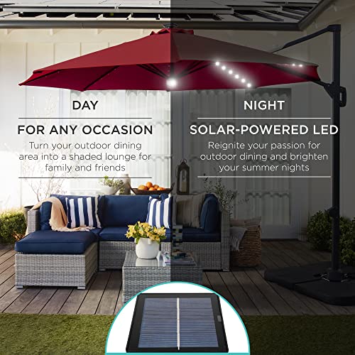 10ft Solar LED Cantilever Patio Umbrella