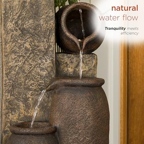 GIL140 43" Tall Indoor Outdoor Pottery Fountain with Replaceable LED Lights