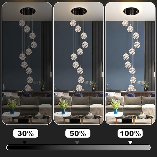 10 Light High Ceilings Long Chandeliers Modern Crystal Staircase Chandelier Hanging Flush Mount Lighting Fixtures Long Raindrop Hanging Chandeliers for Staircase (127 Count)