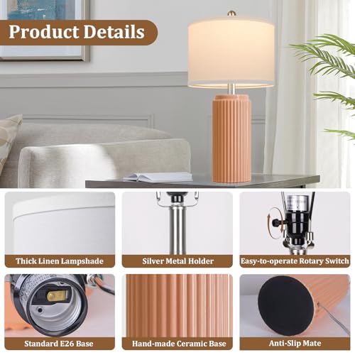 23.5’’ Orange Table Lamps for Bedroom Set of 2 (2 Count)