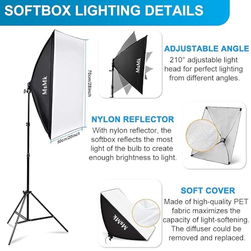 Upgraded LED Bulb] Photography Lighting Kit 8.5x10ft Backdrop Support System and LED Softbox Set