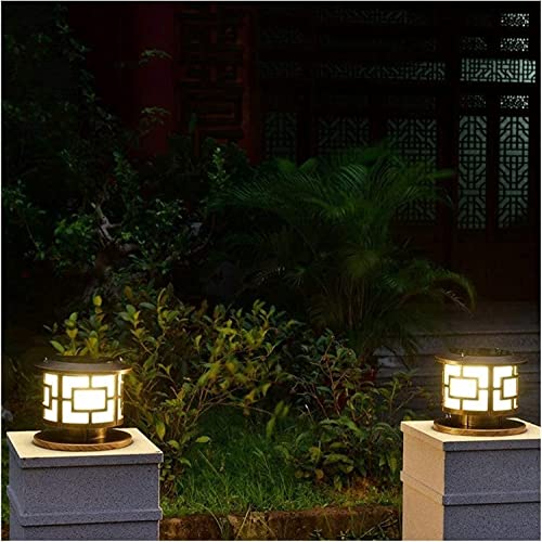 Outdoor Post Lights Waterproof Solar Post Light Outdoor Aluminum Pillar Lamp Smart Remote Control Led Column Headlight Glass Light Fixtures Garage Pavilion Courtyard S