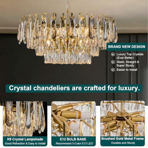 Gold Round Crystal Chandelier
