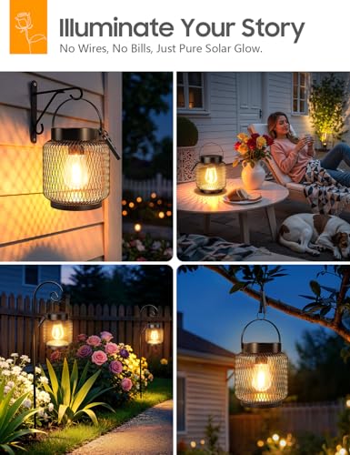Metal Solar Lanterns Outdoor Waterproof (4 Count)