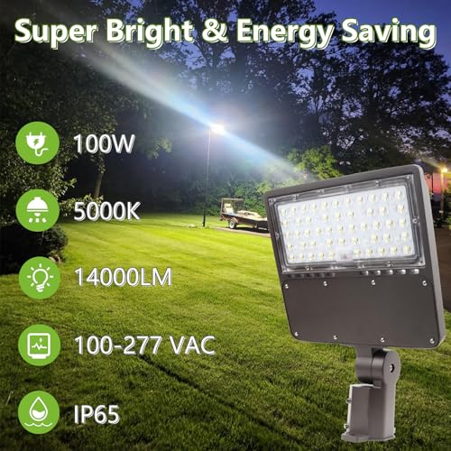 2PACK 100W LED Parking Lot Light with Dusk to Dawn Photocell (2 Count)
