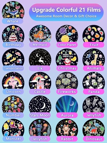 Projector Night Light for Kids + 21 Sets of Films