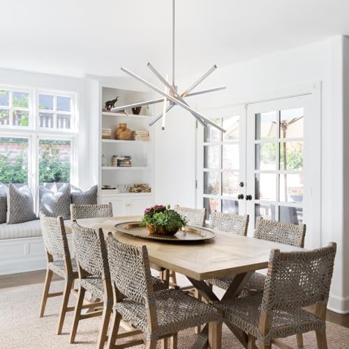 5 Lights Modern Sputnik Chandelier Brushed Nickel LED Sputnik Light Fixture
