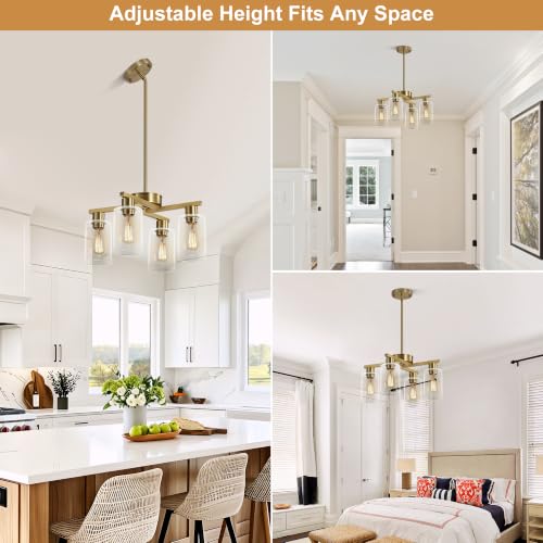 4 Light Farmhouse Gold Chandelier