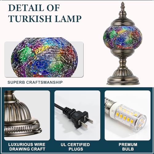 Turkish Mosaic Lamp Stained Glass Table Lamp with Tiffany Style