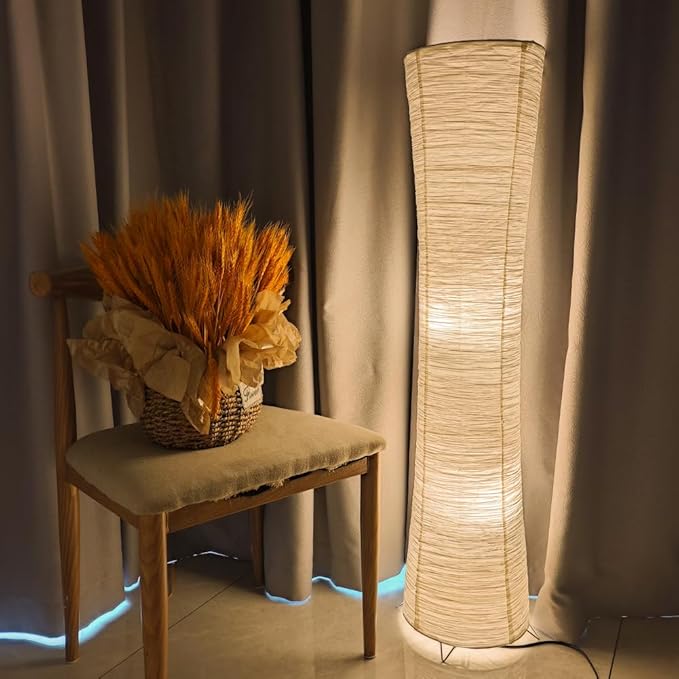 YY YEARCHY Floor Lamp Paper Lamp Standing Lamps with Rice Paper Shade for Bedroom Livingroom Slim