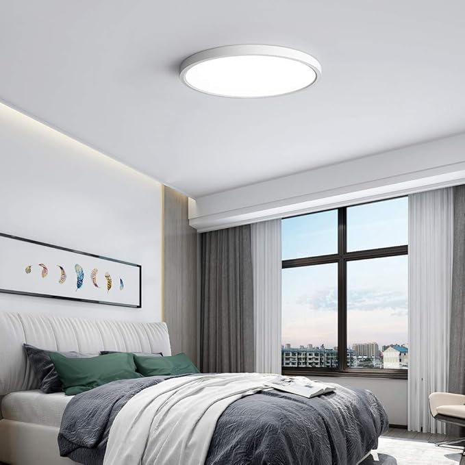 TALOYA LED Ceiling Light Living Room White, 15.8 Inch Thin Flat Modern Flush Mount Lighting Fixture for Bedroom,5 Color Temperatures in 1, 24w Round 0.94 Inch Thickness - Aura Lighting