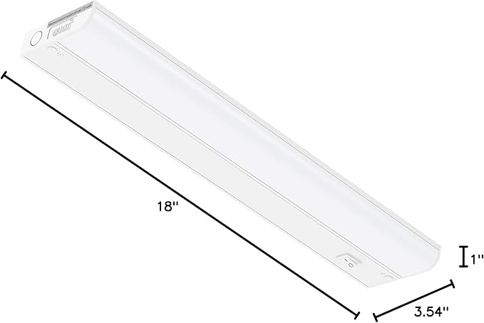 Inlight 18-inch Hardwired Only LED Under Cabinet Lighting, Soft White(3000K), Dimmable, Matte White Finished, ETL Listed, IN-0201-12-WH