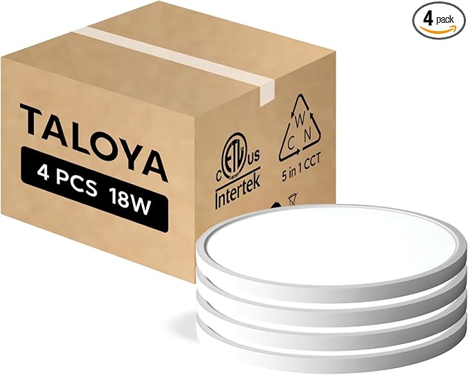TALOYA Flush Mount Ceiling Light,4 Pack,10 Inch,18W,5000K Daylight Super Slim LED Ceiling Light for Bedroom, Living Room, Kitchen, Laundry and Hallway - Aura Lighting