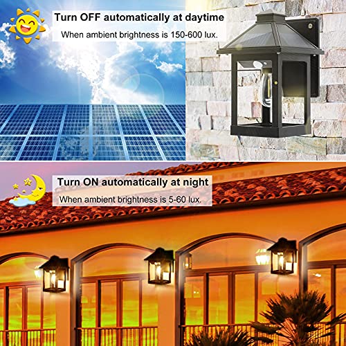 2 Pack Solar Wall Lanterns Outdoor with 3 Modes (2 Count)