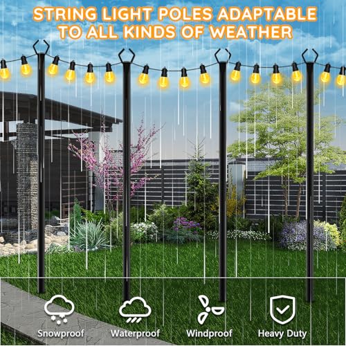 2 Pack String Light Poles (10 Foot)