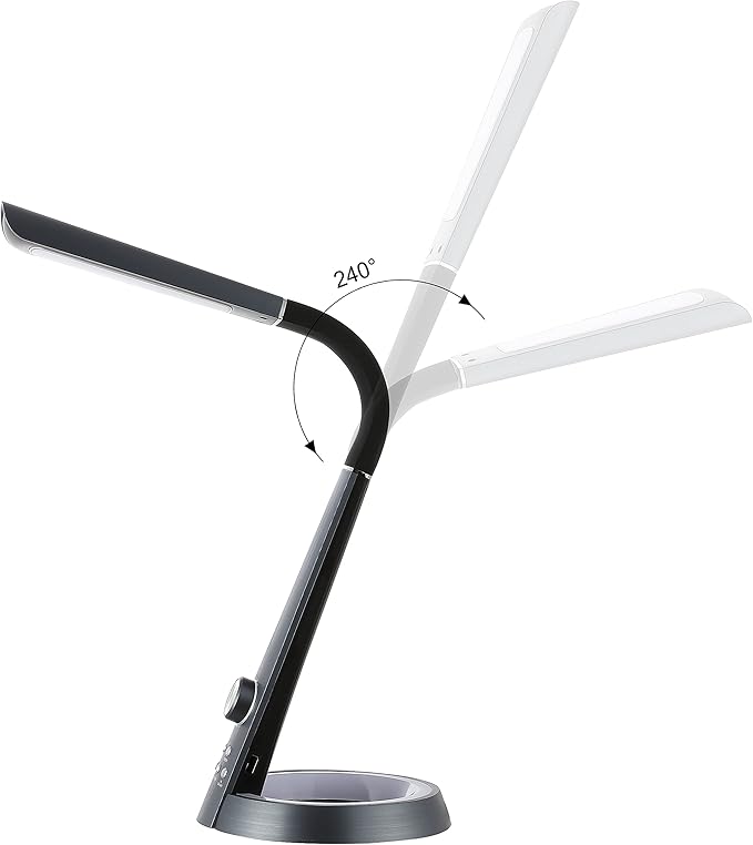 JONATHAN Y 19" Black Aluminum Contemporary Minimalist LED Task Lamp, Adjustable Head Dimmable USB Charging Desk Lamp for Home Office Bedroom JYL7700A
