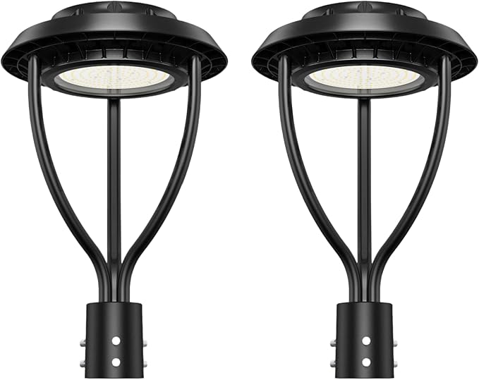 2Pack LED Post Top Light 100W 80W 60W Adjustable with Dusk to Dawn Photocell,15000LM 5000K Outdoor Pole Lights, IP65 Waterproof Outdoor Post Light Fixtures for Garden Yard ETL DLC Listed - Aura Lighting