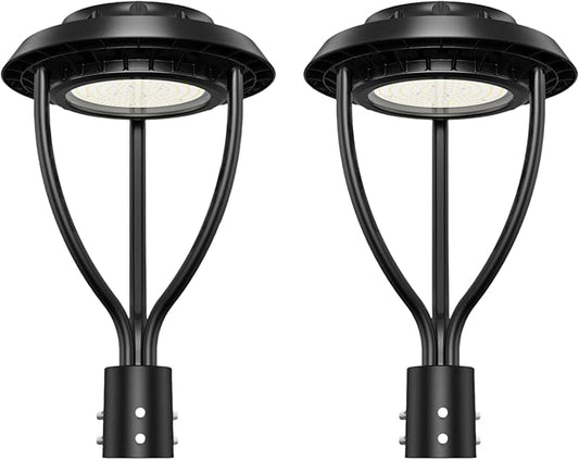 2Pack LED Post Top Light 100W 80W 60W Adjustable with Dusk to Dawn Photocell,15000LM 5000K Outdoor Pole Lights, IP65 Waterproof Outdoor Post Light Fixtures for Garden Yard ETL DLC Listed - Aura Lighting