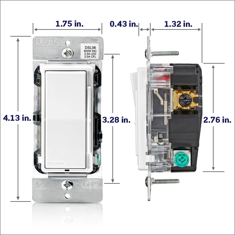 Decora Slide Dimmer Switch Antimicrobial Treated for Dimmable LED