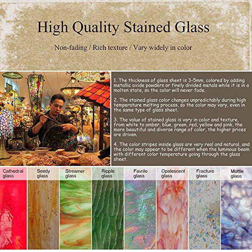 L10024 Baroque Tiffany Style Stained Glass Table Lamp with 17 inches Wide Handmade Lampshade for Bedside Bedroom Living Room