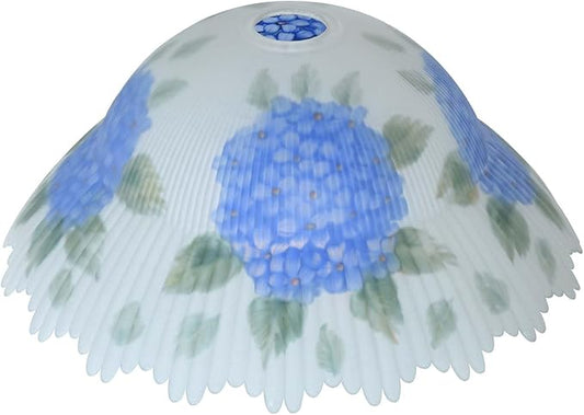 Bieye S10780 Hydrangea Flowers Hand-painted Glass Lampshade (Blue, 14Wx6.5H inches)