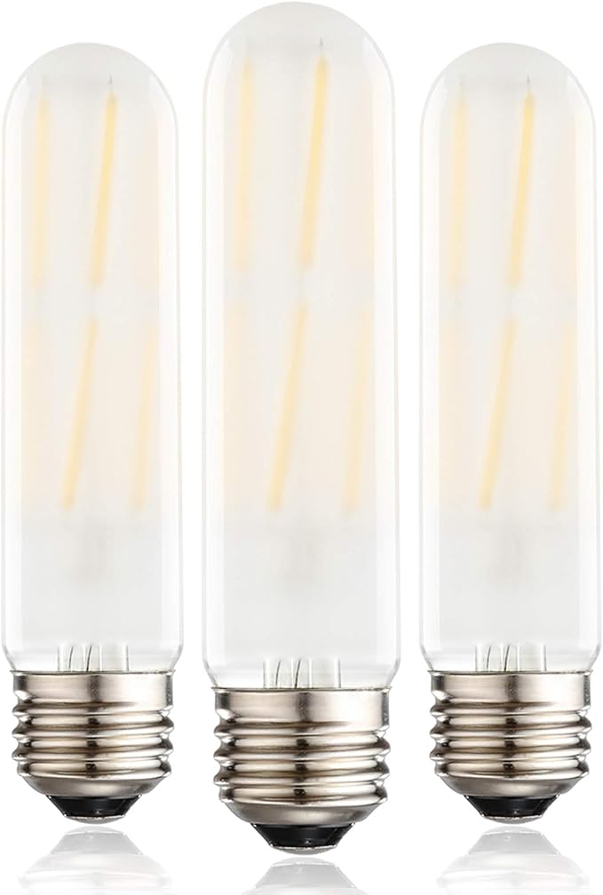 XININSUN T10 Frosted LED Bulbs Warm White 2700K,Dimmable 6W LED Tubular Edison Bulbs 60 Watt Equivalent,600LM, E26 Medium Base Lamp Bulb for Desk Lamp, Pendant Lights. (3-Pack)