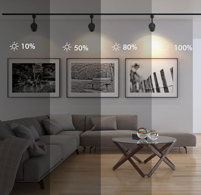 CLOUDY BAY LED Track Lighting Heads,3000K/4000K/5000K Selectable,Dimmable 8W,CRI90+ True Color Rendering Adjustable Tilt Angle Track Light,Black,Halo Type,Pack of 6 - Aura Lighting